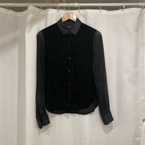 Rag and Bone Danni Black Sheer Chiffon Velvet Silk Button Down Shirt